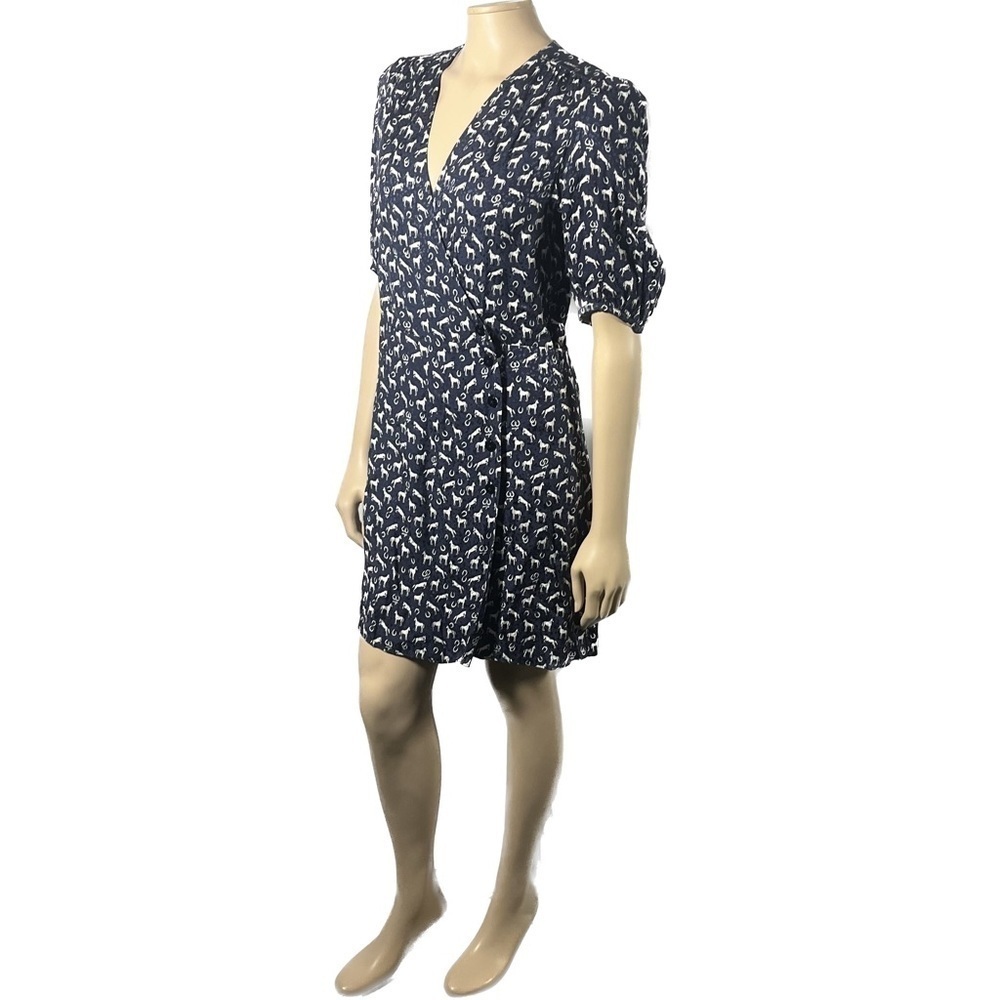 NWT Maje Rampa Navy Horse Wrap Mini Dress